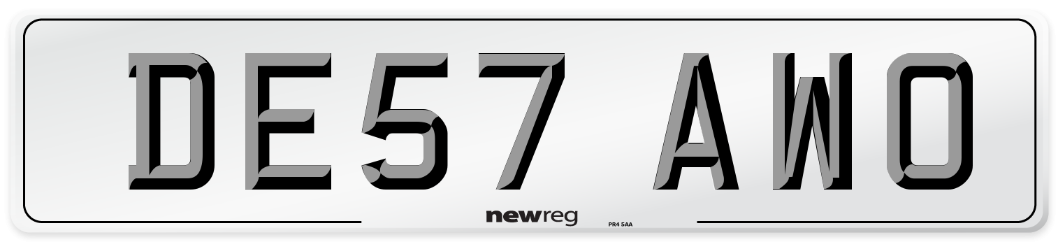 DE57 AWO Number Plate from New Reg